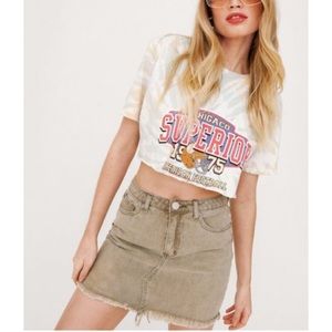 Denim Washed Hem Mini - Washed Khaki